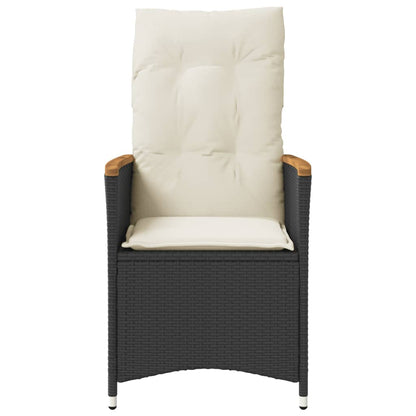 vidaXL Fauteuil de jardin réglable avec coussin noir résine tressée