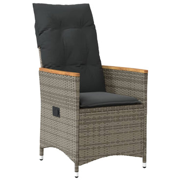 vidaXL Fauteuil de jardin réglable avec coussin gris en résine tressée