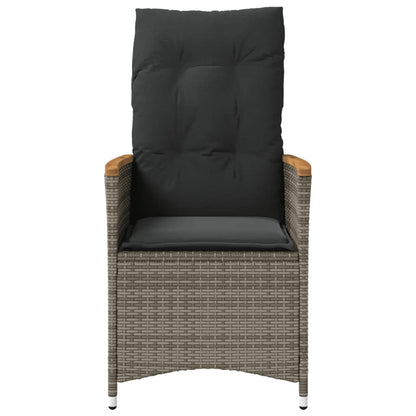 vidaXL Fauteuil de jardin réglable avec coussin gris en résine tressée