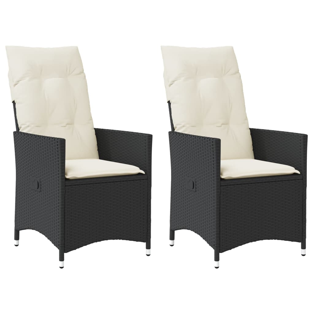 vidaXL Fauteuils de jardin avec coussins 2 pcs Réglables Noir Résine tressée