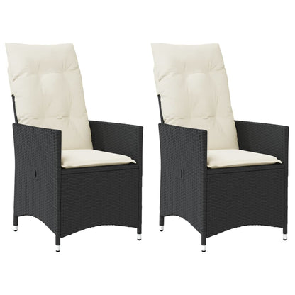 vidaXL Fauteuils de jardin avec coussins 2 pcs Réglables Noir Résine tressée
