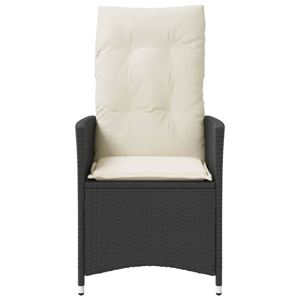 vidaXL Fauteuils de jardin avec coussins 2 pcs Réglables Noir Résine tressée