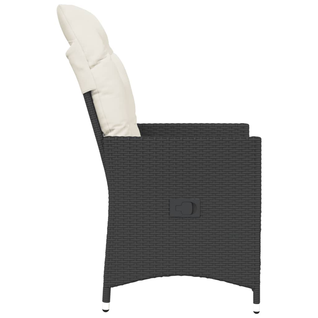 vidaXL Fauteuils de jardin avec coussins 2 pcs Réglables Noir Résine tressée