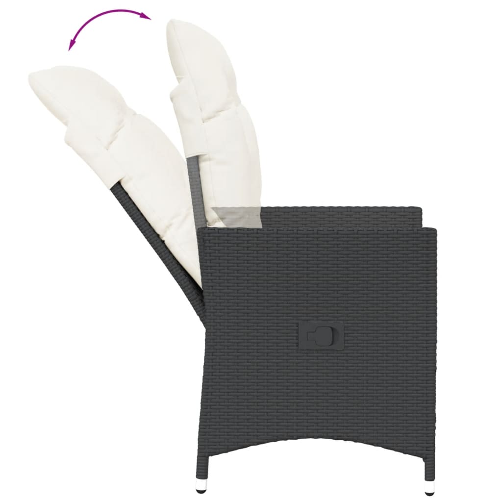 vidaXL Fauteuils de jardin avec coussins 2 pcs Réglables Noir Résine tressée