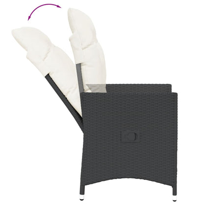 vidaXL Fauteuils de jardin avec coussins 2 pcs Réglables Noir Résine tressée