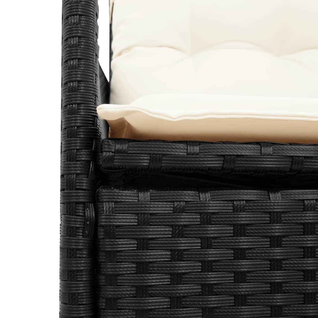 vidaXL Fauteuils de jardin avec coussins 2 pcs Réglables Noir Résine tressée