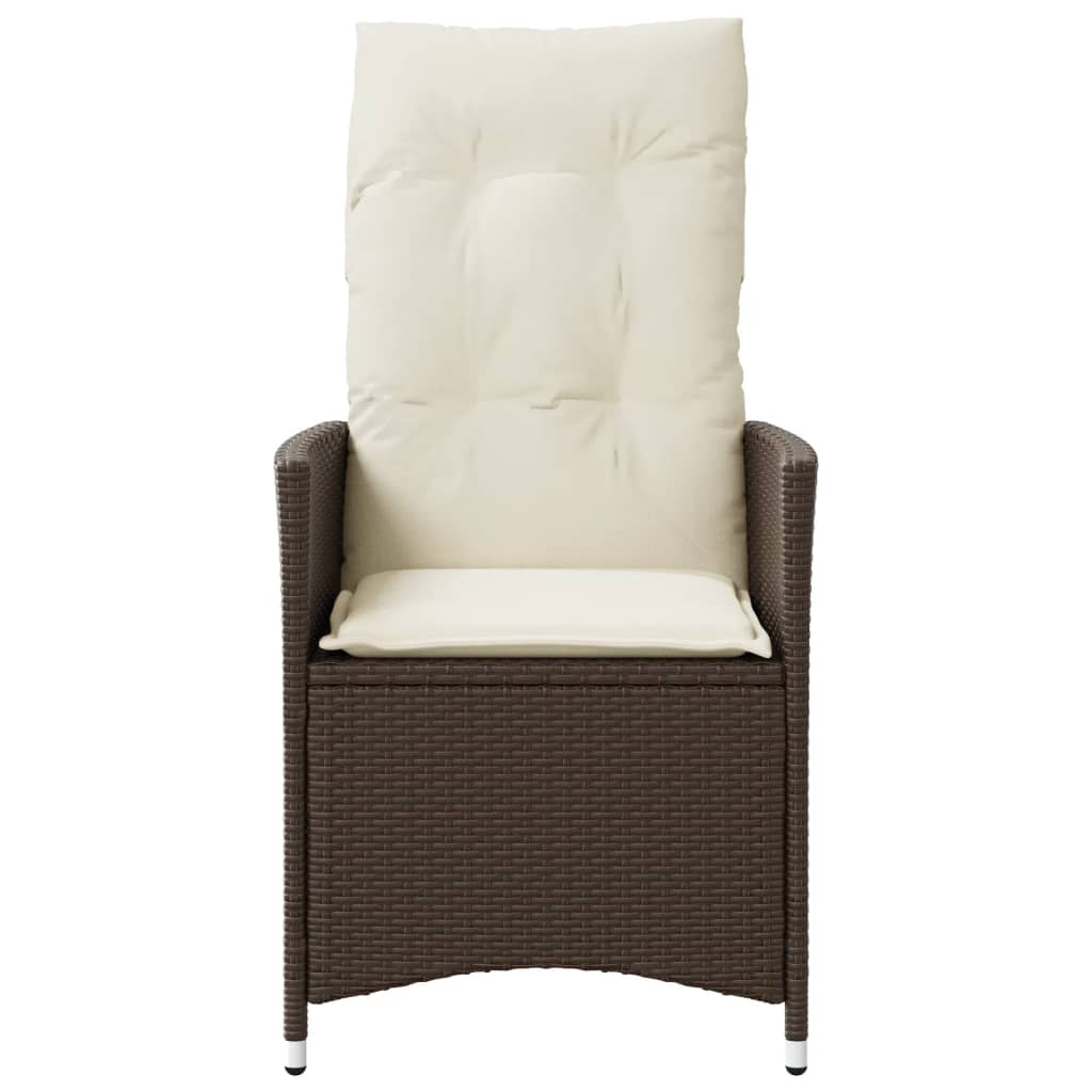 vidaXL Gartensessel mit Kissen 2 Stk. Verstellbar Braun Poly Rattan