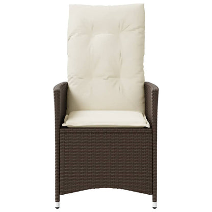 vidaXL Gartensessel mit Kissen 2 Stk. Verstellbar Braun Poly Rattan