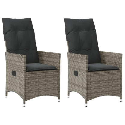 vidaXL Fauteuils de jardin avec coussins 2 pcs Résine tressée Gris Réglable