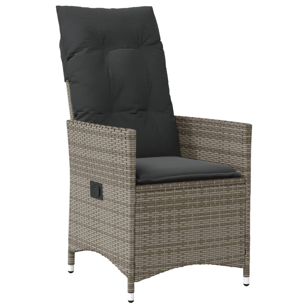 vidaXL Fauteuils de jardin avec coussins 2 pcs Résine tressée Gris Réglable