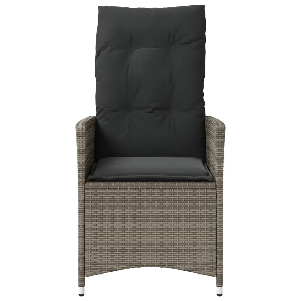 vidaXL Fauteuils de jardin avec coussins 2 pcs Résine tressée Gris Réglable