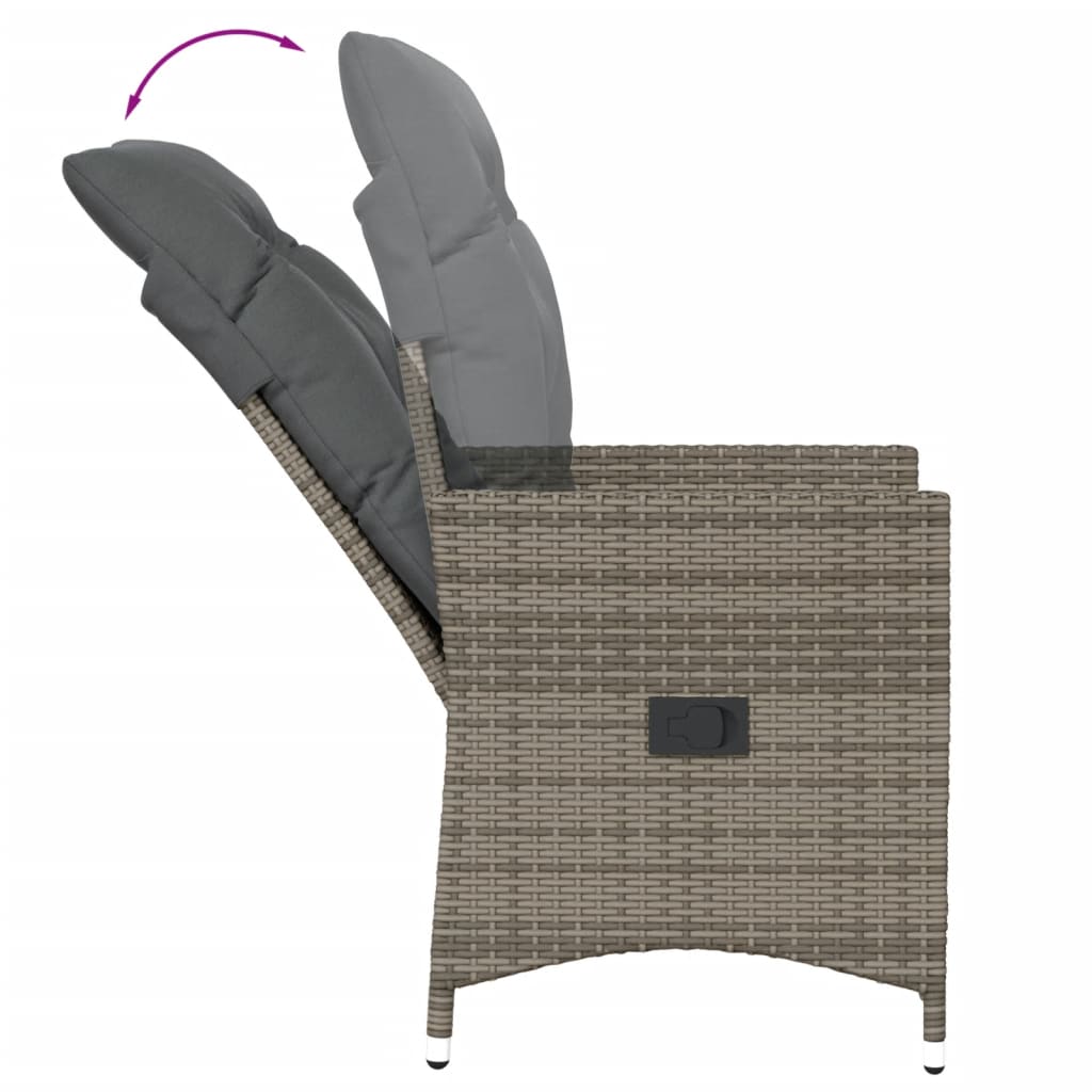 vidaXL Fauteuils de jardin avec coussins 2 pcs Résine tressée Gris Réglable