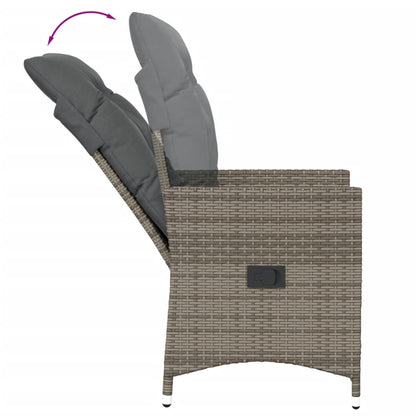 vidaXL Fauteuils de jardin avec coussins 2 pcs Résine tressée Gris Réglable