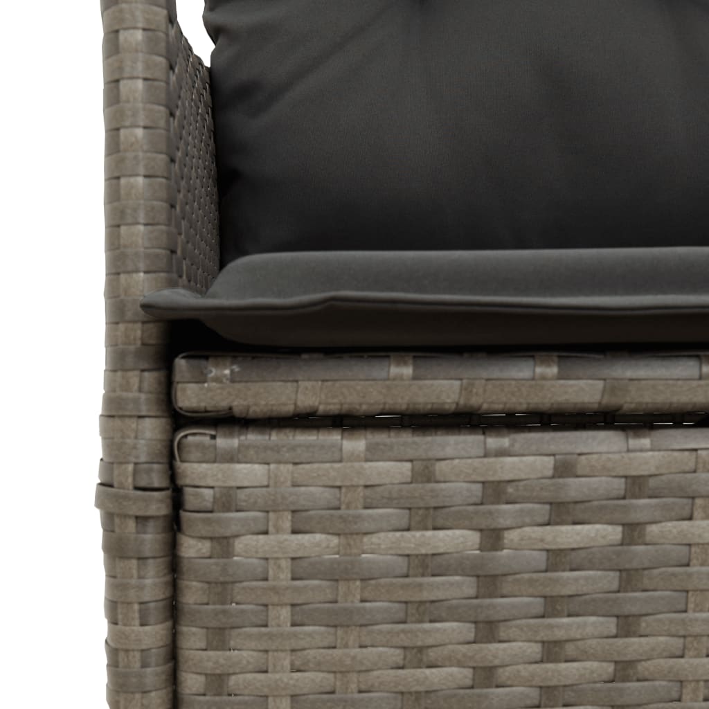 vidaXL Fauteuils de jardin avec coussins 2 pcs Résine tressée Gris Réglable