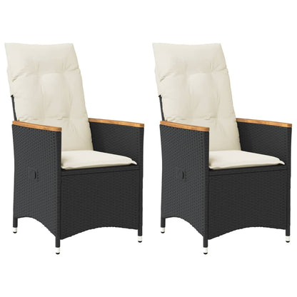 vidaXL Fauteuils de jardin avec coussins 2 pcs Réglables Noir Résine tressée