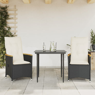 vidaXL Fauteuils de jardin avec coussins 2 pcs Réglables Noir Résine tressée