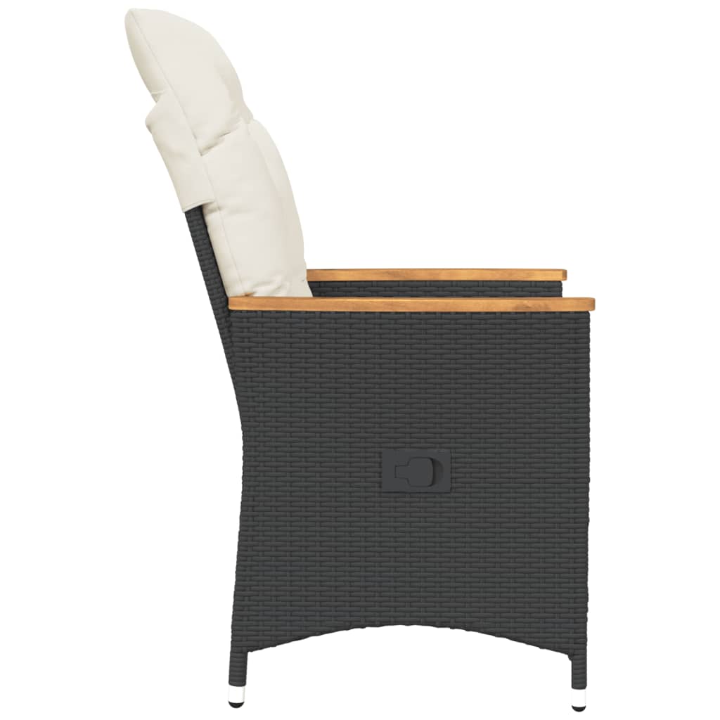 vidaXL Fauteuils de jardin avec coussins 2 pcs Réglables Noir Résine tressée