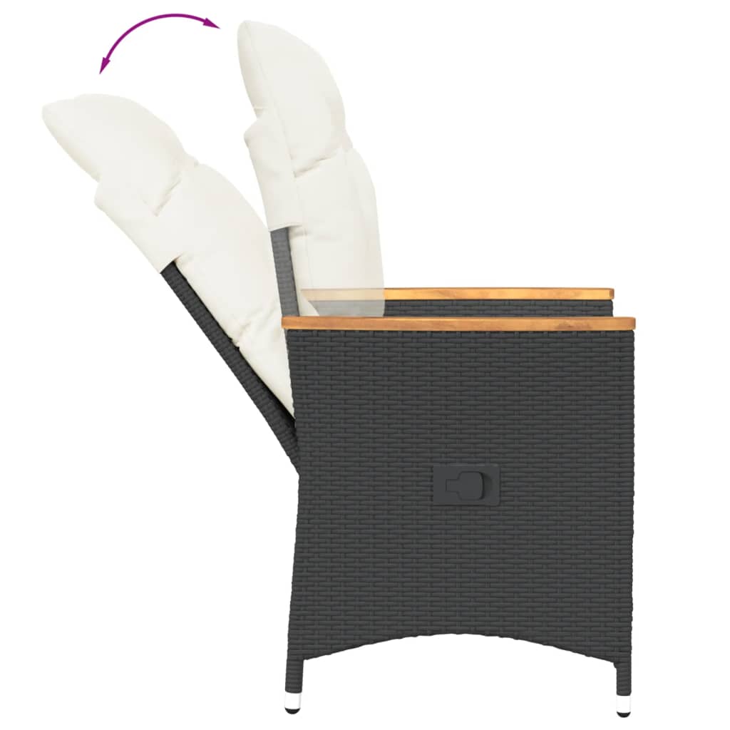 vidaXL Fauteuils de jardin avec coussins 2 pcs Réglables Noir Résine tressée
