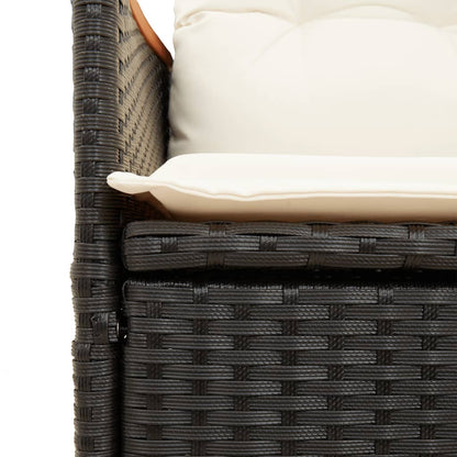 vidaXL Fauteuils de jardin avec coussins 2 pcs Réglables Noir Résine tressée