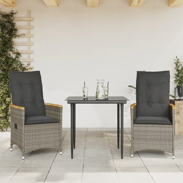 vidaXL Fauteuils de jardin avec coussins 2 pcs Résine tressée Gris Réglable