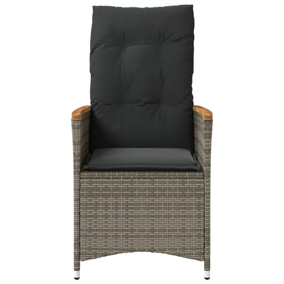 vidaXL Fauteuils de jardin avec coussins 2 pcs Résine tressée Gris Réglable