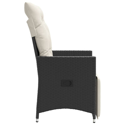 vidaXL Gartensessel Verstellbar mit Kissen Schwarz Poly Rattan