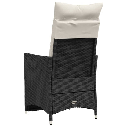 vidaXL Gartensessel Verstellbar mit Kissen Schwarz Poly Rattan