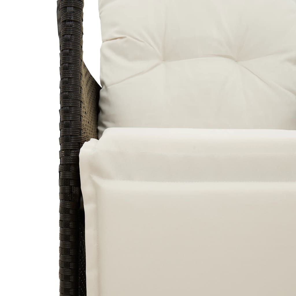 vidaXL Gartensessel Verstellbar mit Kissen Schwarz Poly Rattan