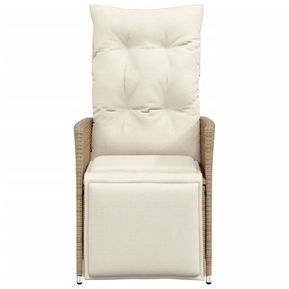 vidaXL Gartensessel mit Kissen Verstellbar Beige Poly Rattan