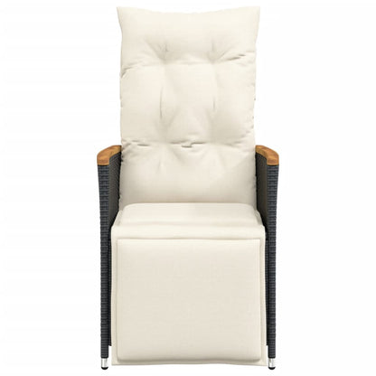 vidaXL Fauteuil de jardin réglable avec coussin noir résine tressée