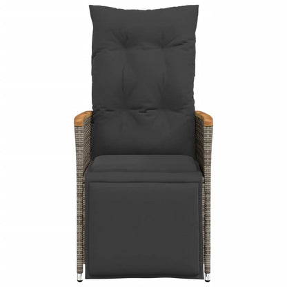 vidaXL Fauteuil de jardin réglable avec coussin gris en résine tressée