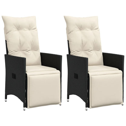 vidaXL Fauteuils de jardin avec coussins 2 pcs Réglables Noir Résine tressée