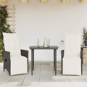 vidaXL Fauteuils de jardin avec coussins 2 pcs Réglables Noir Résine tressée