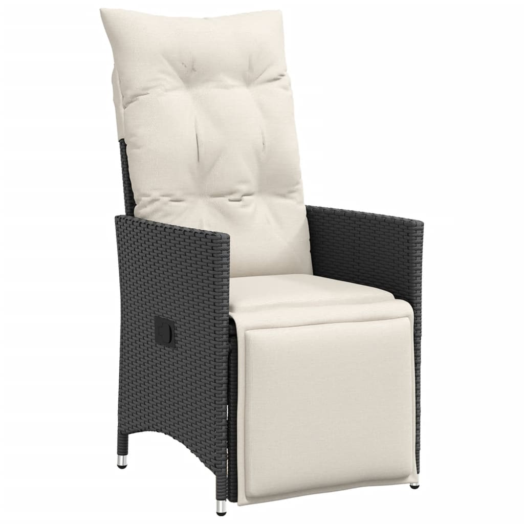 vidaXL Fauteuils de jardin avec coussins 2 pcs Réglables Noir Résine tressée