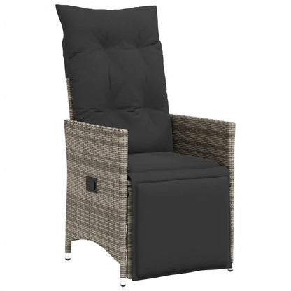vidaXL Gartensessel mit Kissen 2 Stk. Verstellbar Grau Poly Rattan