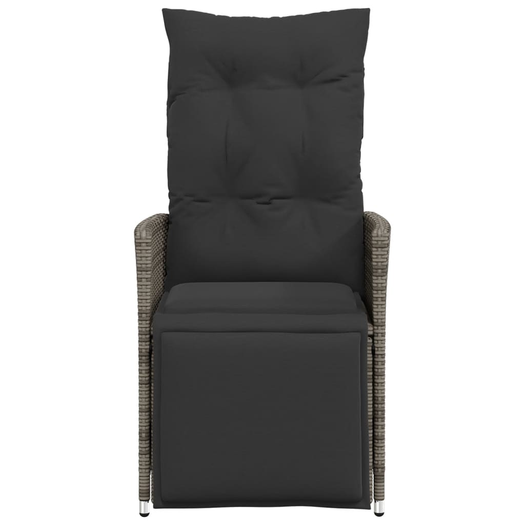 vidaXL Gartensessel mit Kissen 2 Stk. Verstellbar Grau Poly Rattan