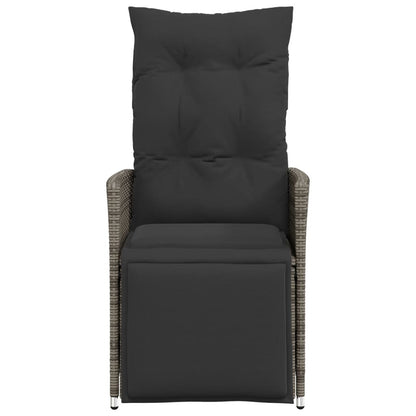 vidaXL Gartensessel mit Kissen 2 Stk. Verstellbar Grau Poly Rattan