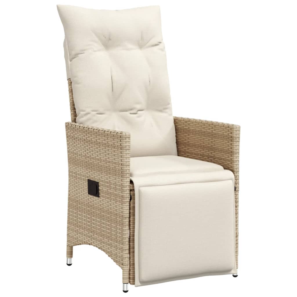 vidaXL Gartensessel mit Kissen 2 Stk. Verstellbar Beige Poly Rattan