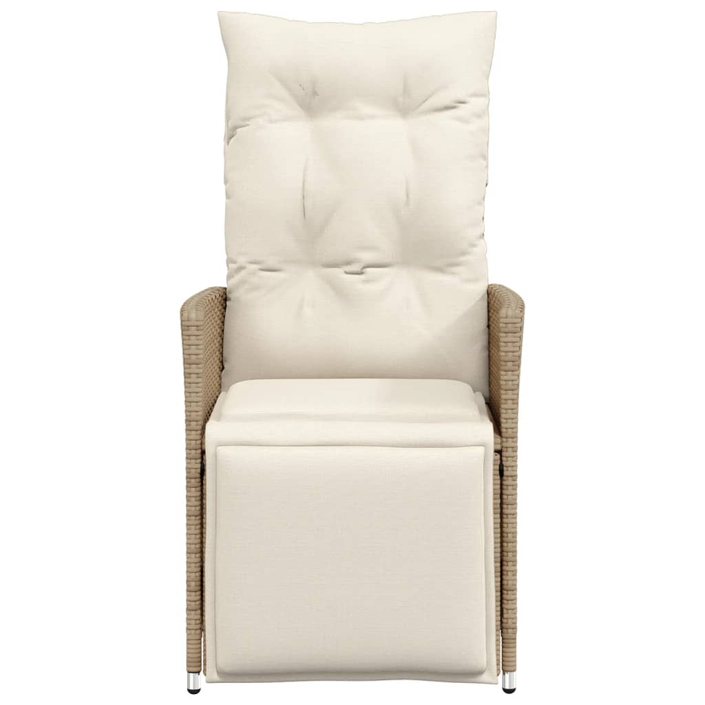 vidaXL Gartensessel mit Kissen 2 Stk. Verstellbar Beige Poly Rattan