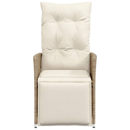 vidaXL Gartensessel mit Kissen 2 Stk. Verstellbar Beige Poly Rattan