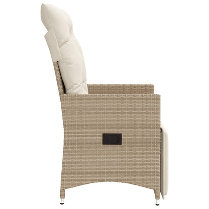 vidaXL Gartensessel mit Kissen 2 Stk. Verstellbar Beige Poly Rattan