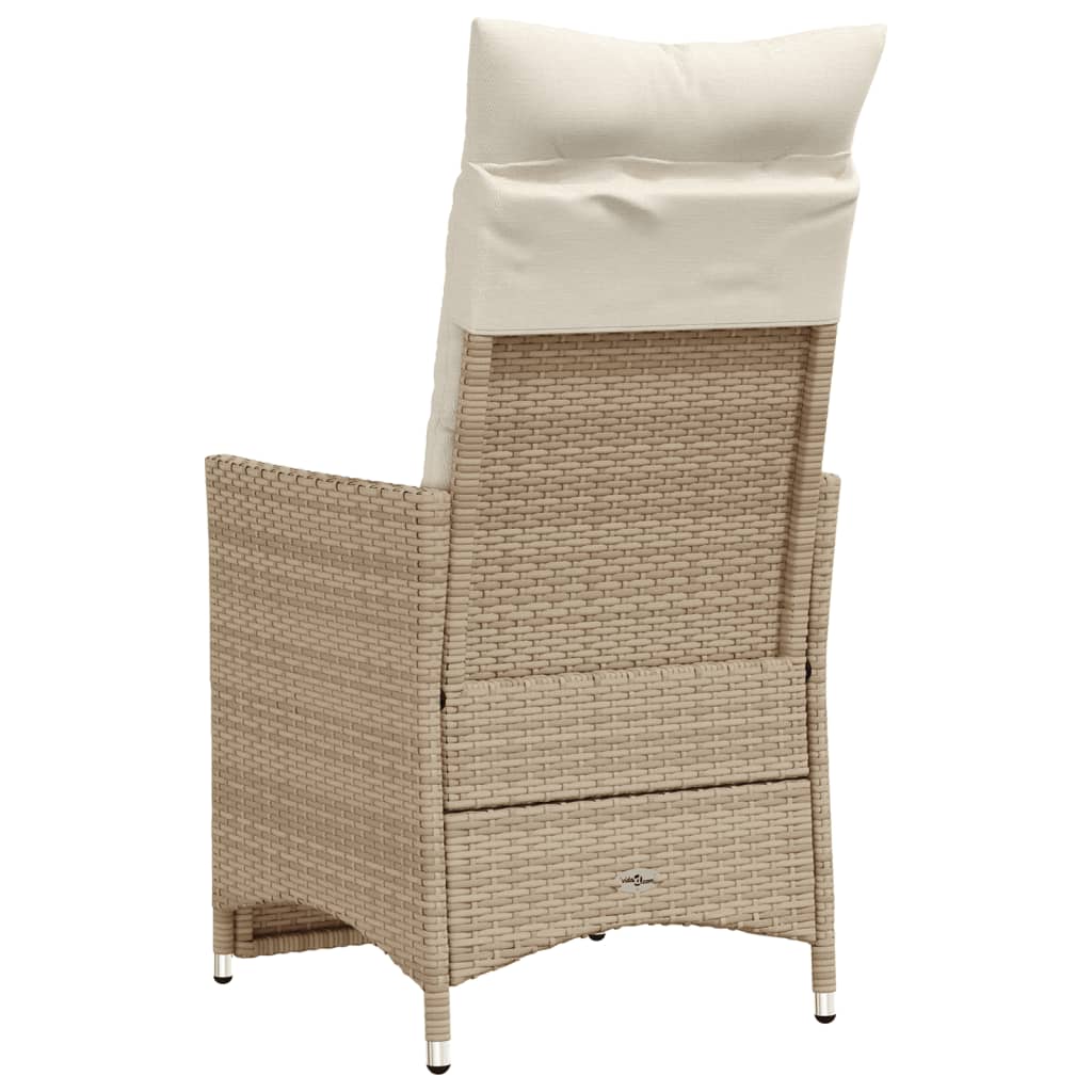 vidaXL Gartensessel mit Kissen 2 Stk. Verstellbar Beige Poly Rattan