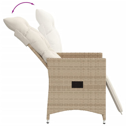 vidaXL Gartensessel mit Kissen 2 Stk. Verstellbar Beige Poly Rattan