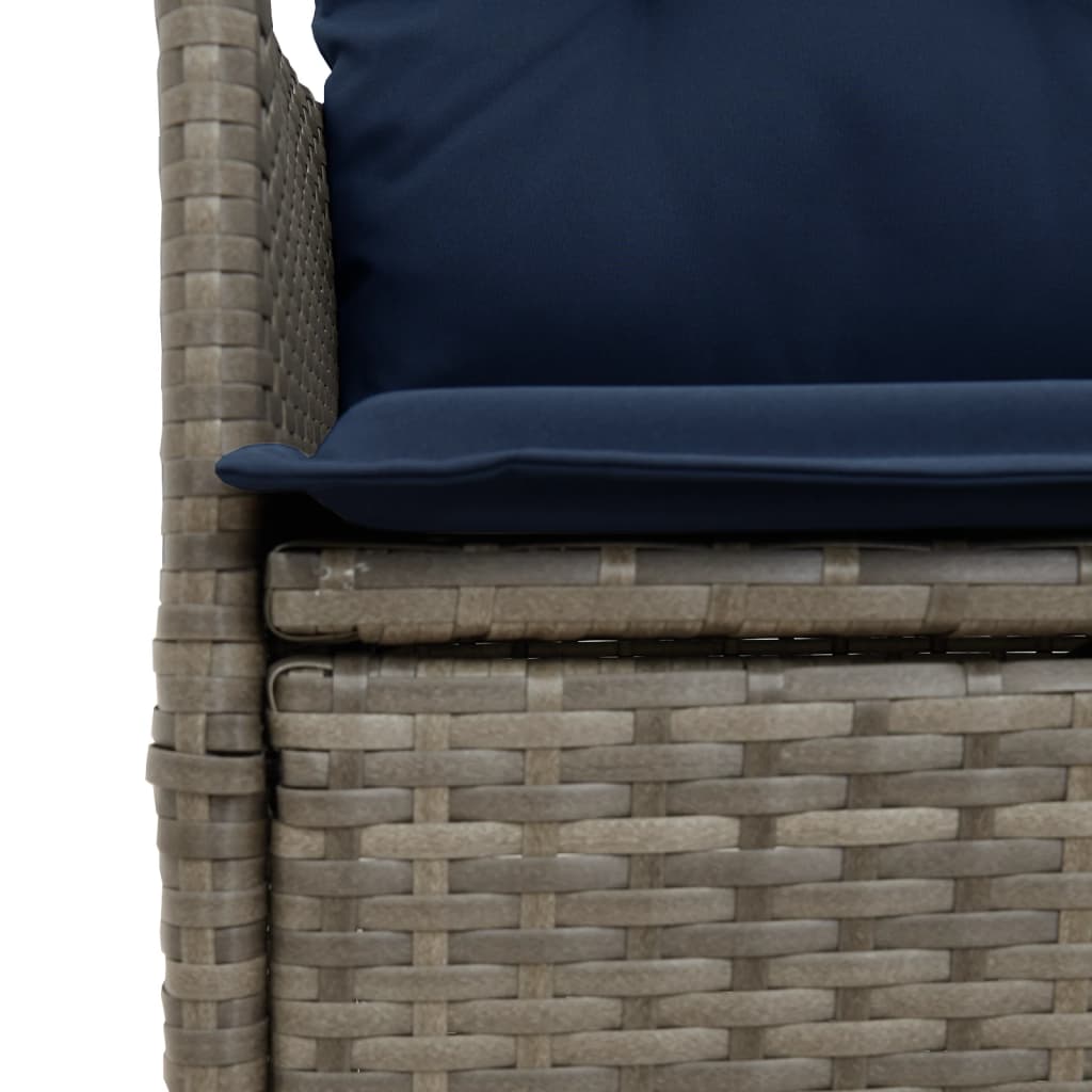 vidaXL Gartenstühle Verstellbar 2 Stk. mit Kissen Grau Poly Rattan