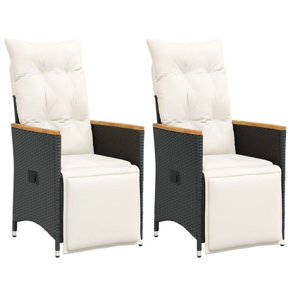 vidaXL Fauteuils de jardin avec coussins 2 pcs Réglables Noir Résine tressée