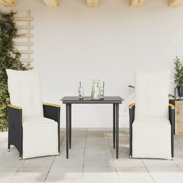 vidaXL Fauteuils de jardin avec coussins 2 pcs Réglables Noir Résine tressée