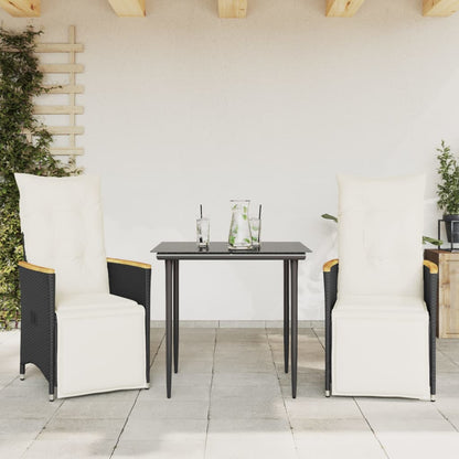 vidaXL Fauteuils de jardin avec coussins 2 pcs Réglables Noir Résine tressée