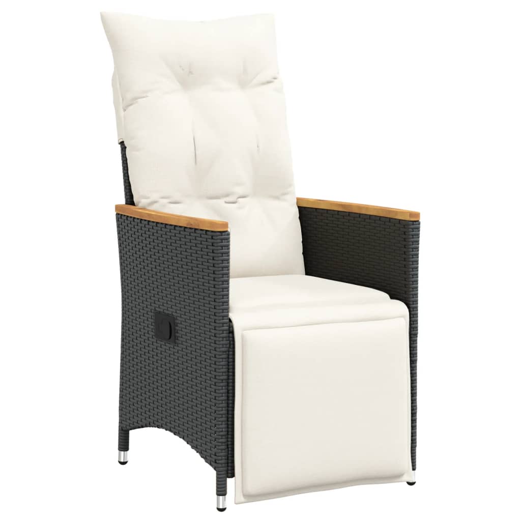 vidaXL Fauteuils de jardin avec coussins 2 pcs Réglables Noir Résine tressée