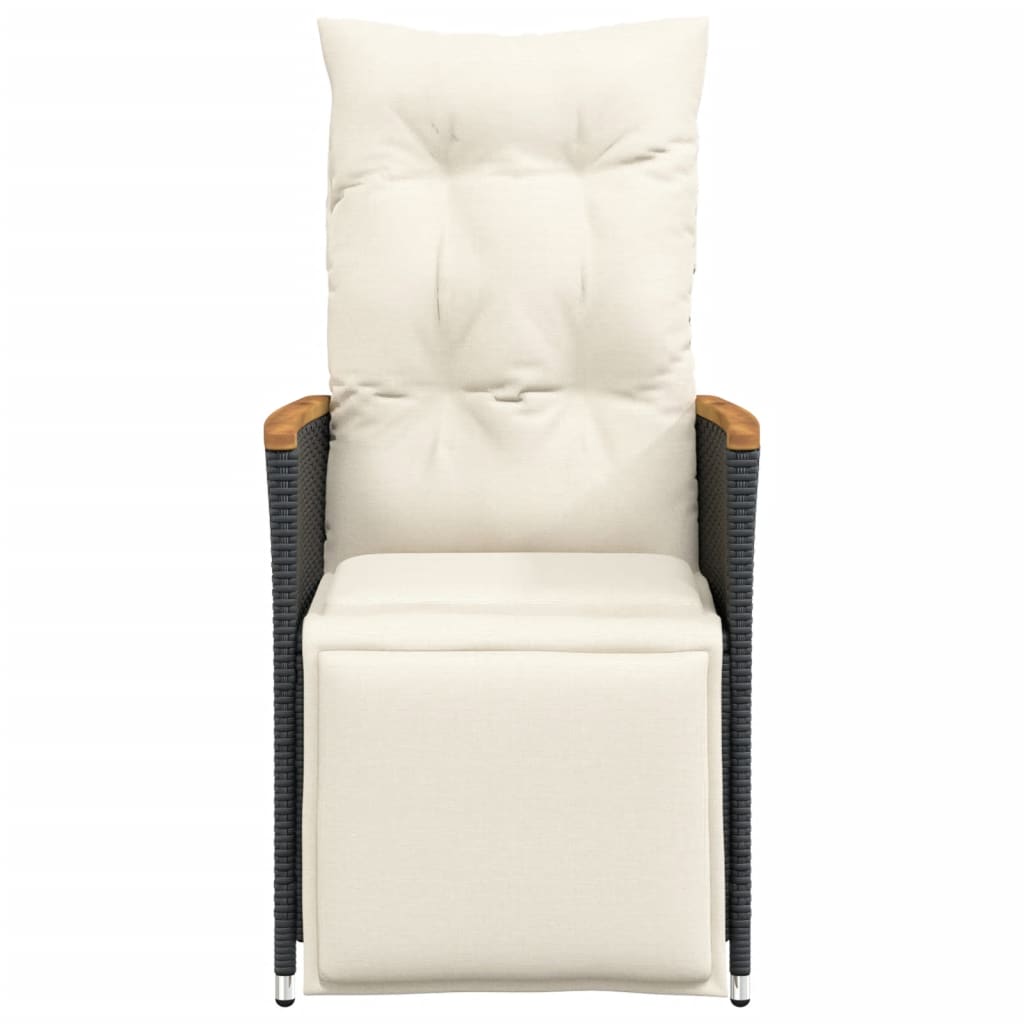 vidaXL Fauteuils de jardin avec coussins 2 pcs Réglables Noir Résine tressée