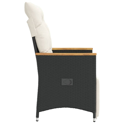vidaXL Fauteuils de jardin avec coussins 2 pcs Réglables Noir Résine tressée